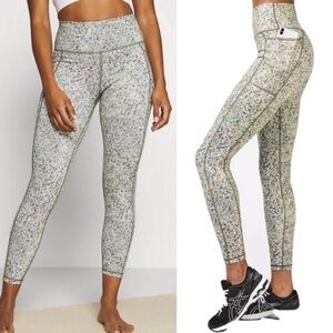 Sweaty Betty The Super Sculpt 7/8 Length Leggings Green Alert Pebble Print XXS